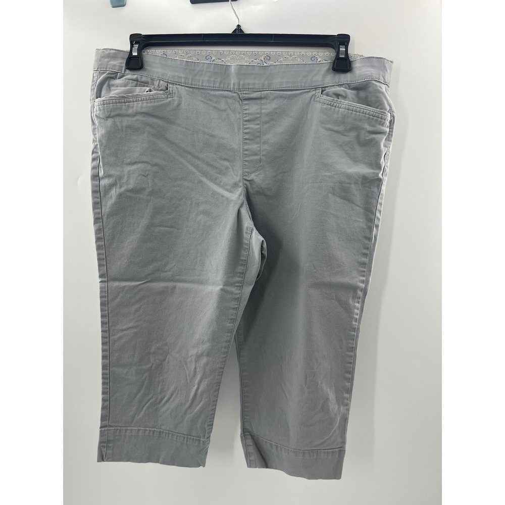 Bandolino‎ Mandie Gray Pull On Capri Pants Womens 14P Petite Cropped Trousers